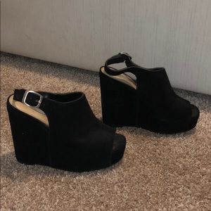 BCBGeneration black suede wedges